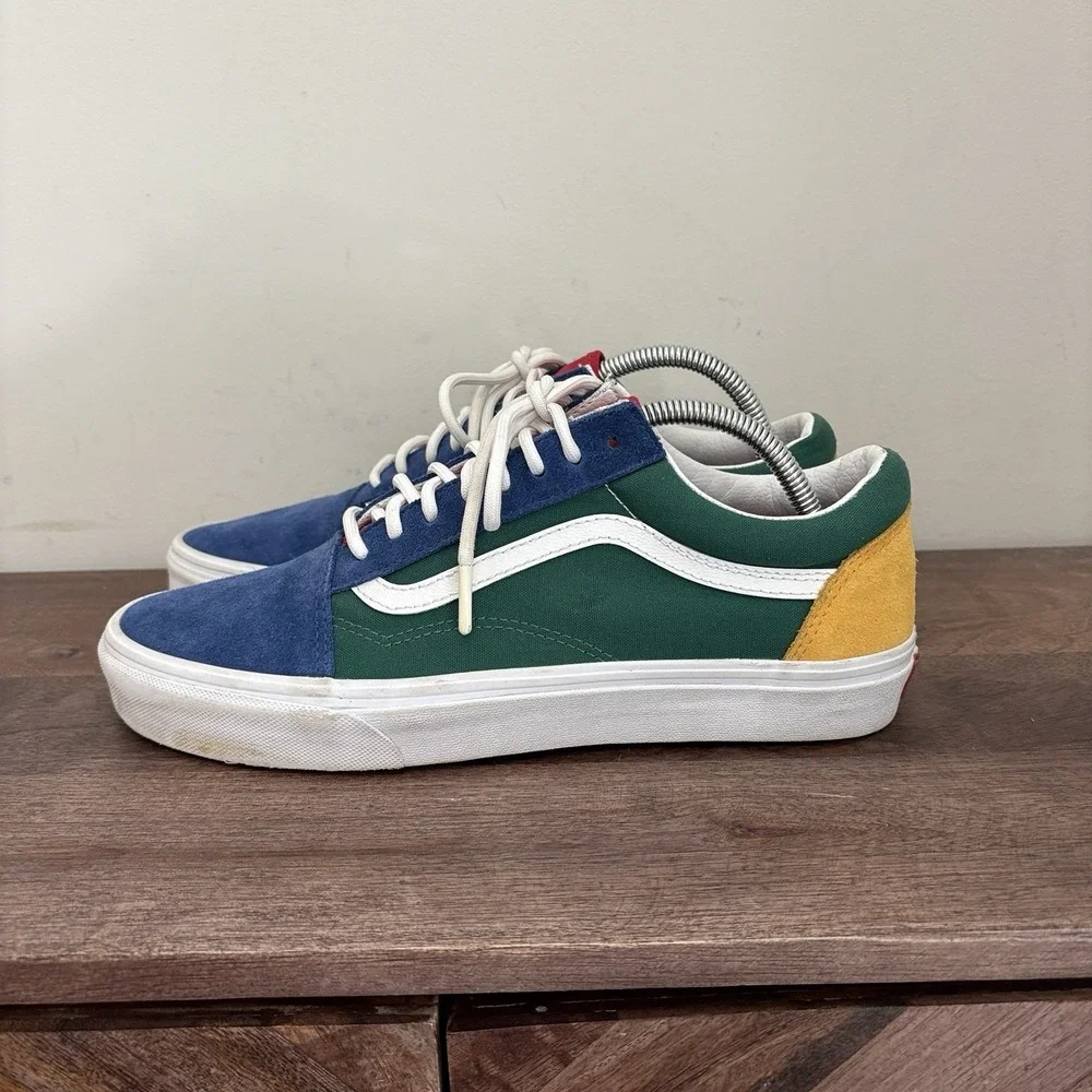 Vans Old Skool Yacht Club Shoes Blue Green‎ Yellow Retro Suede Skater Men 10